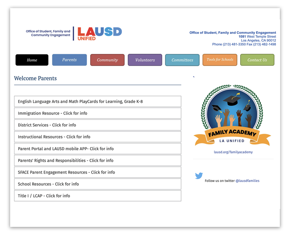 Office of Student, Family and Community Engagement website