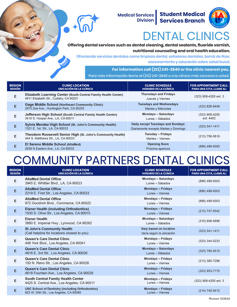 Dental Clinics - Flyer Region East