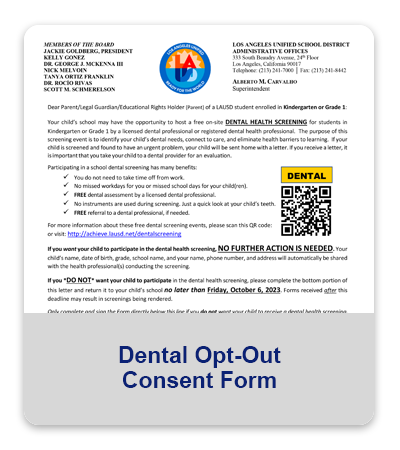 Dental Opt-Out Consent Form