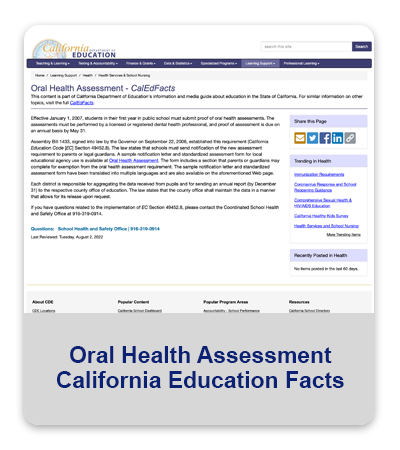 Oral Health Assessment California Education Facts - button