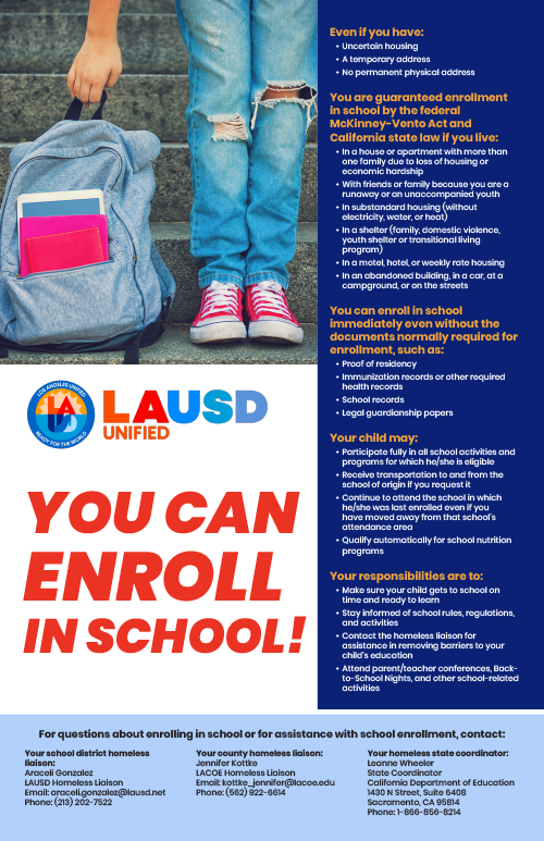 Student Support Programs / Homeless Education Office You Can Enroll In School