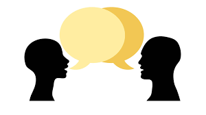 two sillouttes with talking bubbles
