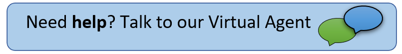 An Image bubble with text saying, Click here if you need help to talk to our virtual agent