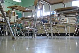 Desks in a classroom 