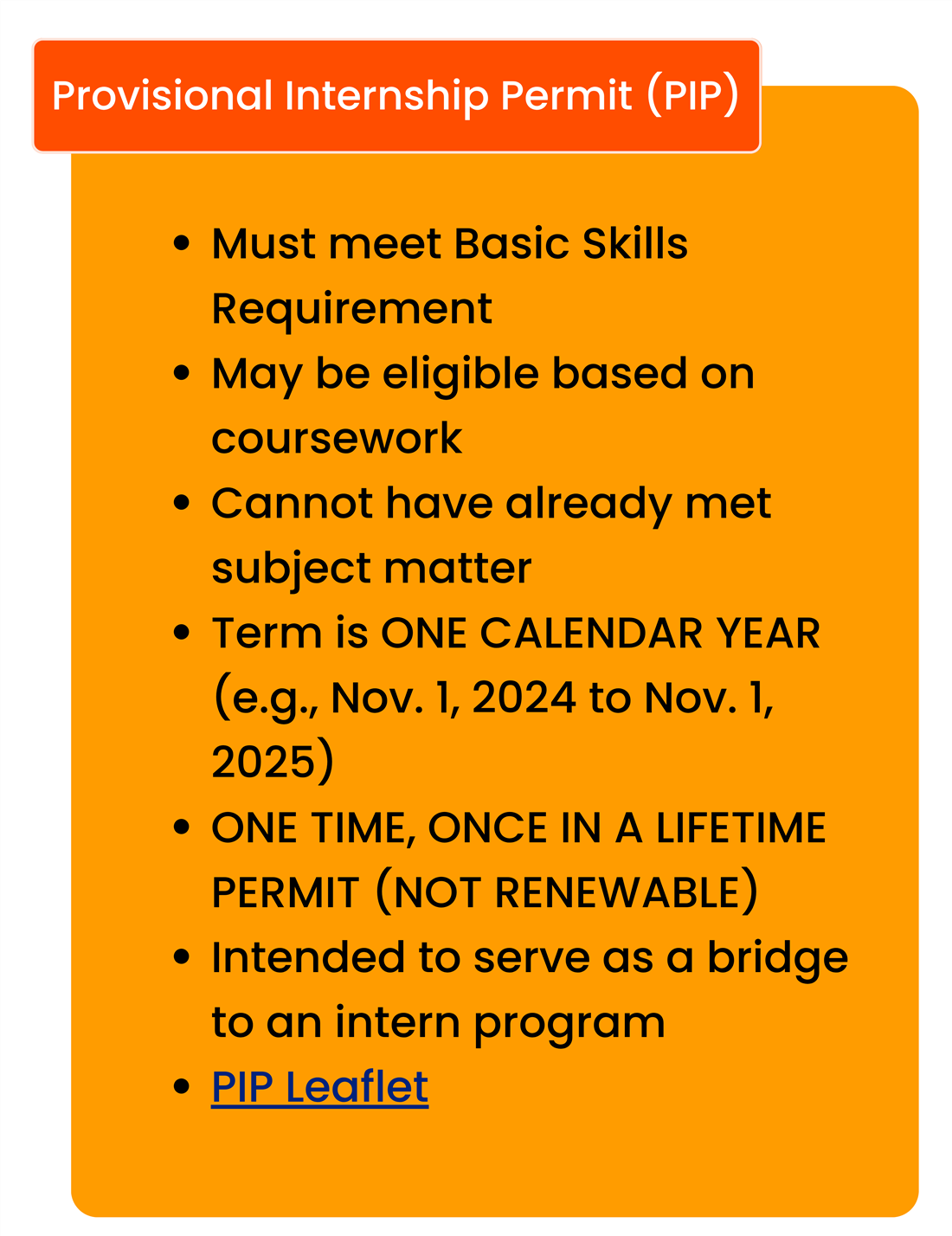 Provisional Internship Permit (PIP)