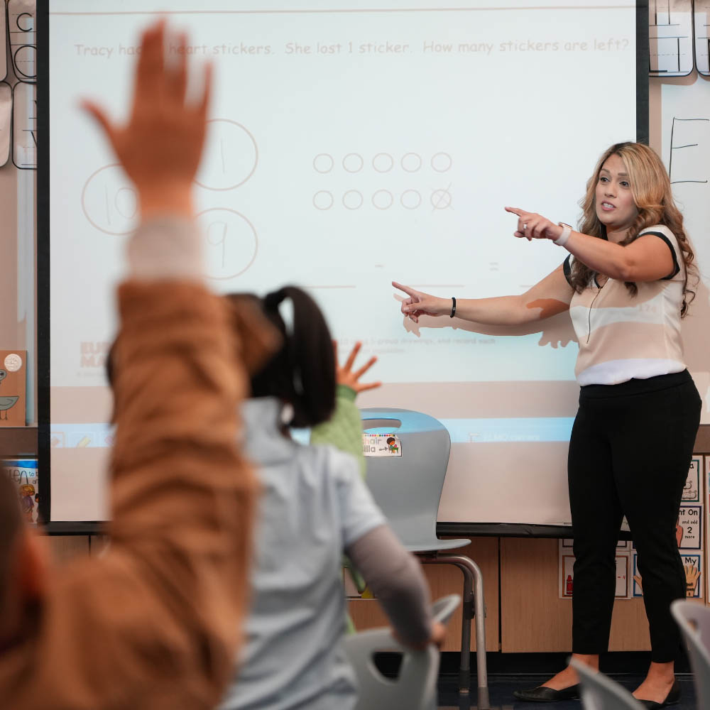 Teacher in a room.