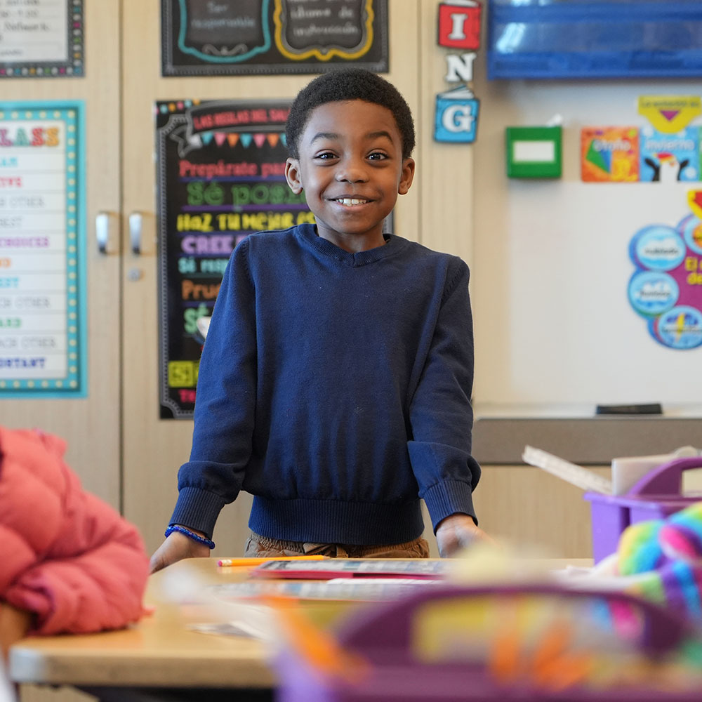 A smiling student.