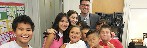 Principal Angulo (Griffin Ave.), Disney Channel actresses, and students celebrating Digital Citizenship Week