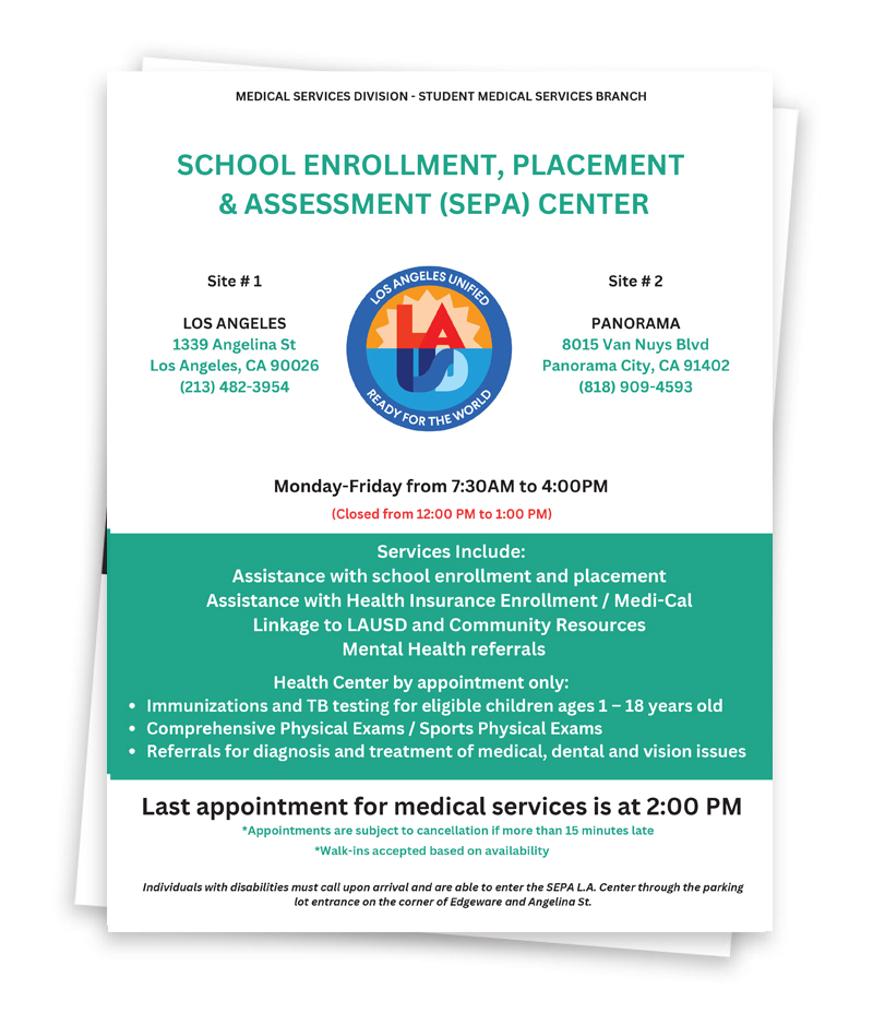 SEPA Center Flyers - English and Spanish
