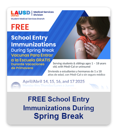 Free School Entry Immunizations flyer
