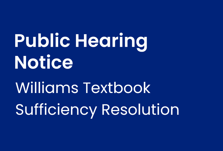  Public Hearing Notice: Williams Textbook Sufficiency Resolution
